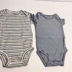 Carters Baby Boys 3M Striped Short Sleeve Bodysuit Bundle 2 Pack Blue Green